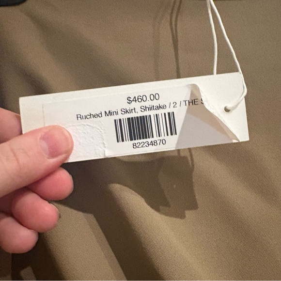 The Sei NWT Ruched Mini Skirt in Shiitake / Khaki / Camel Sz 2 XS - Picture 6 of 9